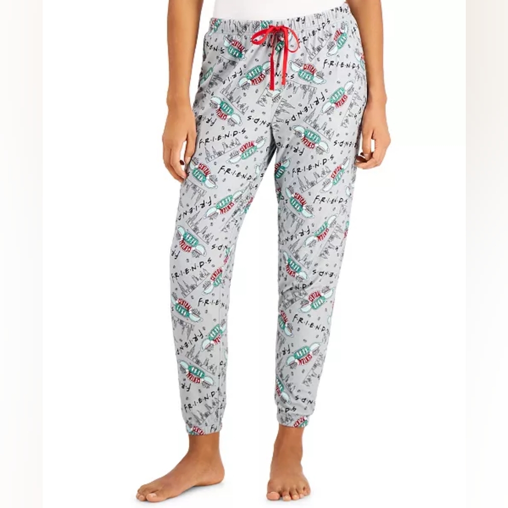 FRIENDS drawstring pajama bottoms UNISEX large Central Perk TV Show coffee - Picture 3 of 7